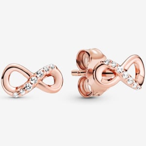 Серьги Pandora Sparkling Infinity, розовое золото