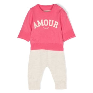 Zadig & Voltaire Kids комплект из топа и брюк с принтом Amour, розовый