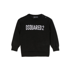 DSQUARED2 KIDS джемпер вязки интарсия с логотипом, черный