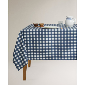 Скатерть Zara Home Resin-coated Gingham Check, синий