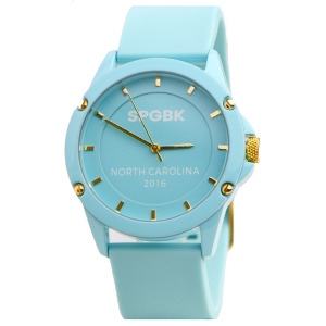 Часы Люсиль унисекс с тремя стрелками кварцевые светло-голубые силиконовые 44 мм SPGBK Watches
