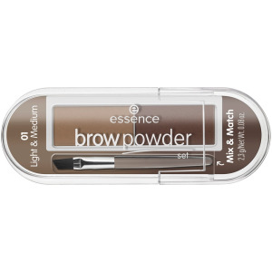 Essence Brow Powder Set набор для укладки бровей с кистью 01 Light & Medium 2.3g