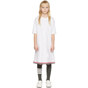 Детское белое платье в полоску Thom Browne