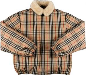 Supreme x Burberry Shearling Collar Down Puffer Jacket In Beige CDEK.Shopping