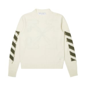 Свитер Off-White Reverse Arrow Diag Knit Crew Sweater 'White/Green', белый