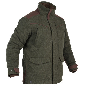 Охотничья куртка 900 шерсть теплая тихая зеленая SOLOGNAC, темно-зеленый/кофейно-коричневый