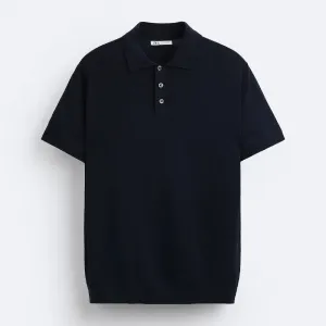 Рубашка поло из смешанной вискозы ZARA, синий