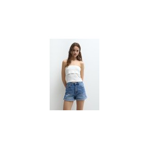 Джинсовые шорты TURN-UP MOM Pull&Bear, синий