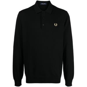 Fred Perry джемпер из смесовой шерсти с вышитым логотипом, черный