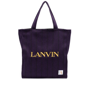 Lanvin сумка-тоут с вышитым логотипом, фиолетовый