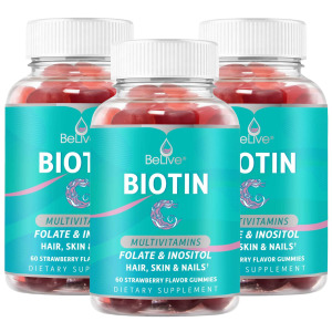 Комплекс биотина с другими витаминами BeLive Supplement for Anti-Aging Energy Strawberry, 3 банки х 60 пастилок