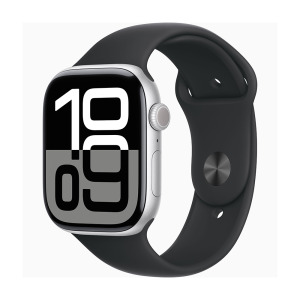 Умные часы Apple Watch Series 10 (GPS), 46 мм, Silver Aluminum Case/Black Sport Band - S/M