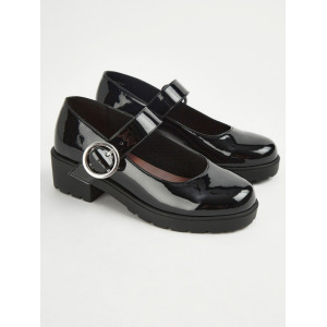 Черные лакированные школьные туфли Мэри Джейн на каблуке George., черный