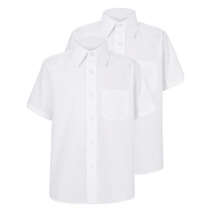 Белая приталенная школьная рубашка с коротким рукавом для мальчиков (2 шт.) George., белый