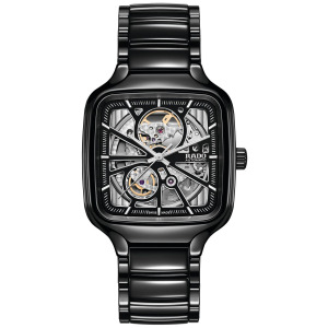 Часы-унисекс швейцарские автоматические квадратные черные высокотехнологичные керамические часы-браслет 38 мм Rado, черный
