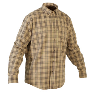 Охотничья рубашка 100 с длинными рукавами, дышащая, в клетку бежевая SOLOGNAC, бежевый