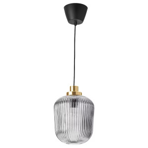 Ikea Solklint Pendant Lamp 22 cm, brass/grey clear glass