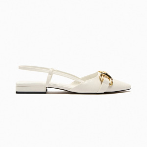 Туфли Zara Embellished Flat Slingback, белый