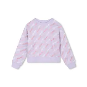 Толстовка для девочки из 100% хлопка с монограммным принтом Kenzo Kids, цвет Lila