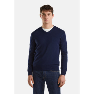 Свитер Merino V Neck Strickpullover United Colors of Benetton, синий