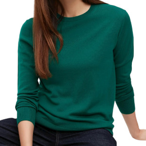 Джемпер Uniqlo Extra Fine Merino Crew Neck, темно-зеленый