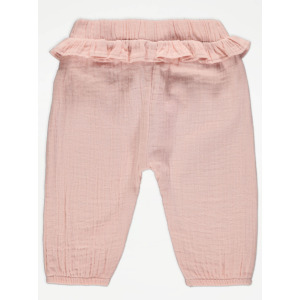 Розовые плетеные брюки с оборками George., розовый