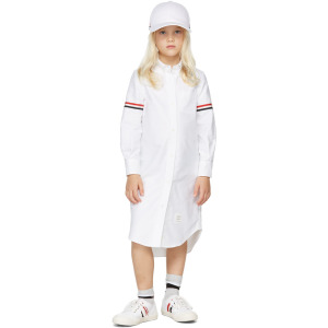 Детское белое оксфордское платье-рубашка длиной до колен с повязкой на руку Thom Browne