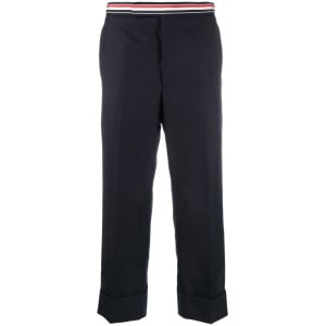 Thom Browne RWB-waistband cropped tailored trousers, синий