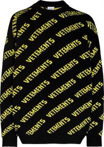 Vetements Monogram Knitted Sweater Black Neon Yellow CDEK.Shopping