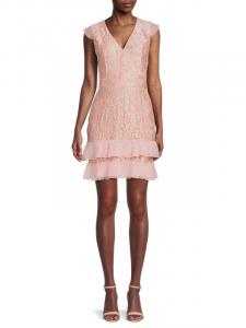 Многоярусное кружевное мини-платье Sam Edelman Blush