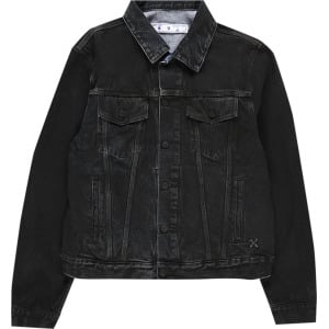 Куртка Off-White Stencil Slim Denim Jacket 'Black/Medium Blue', черный