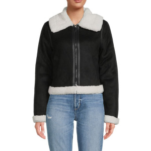 Укороченная куртка с подкладкой из искусственного меха Saks Fifth Avenue Black