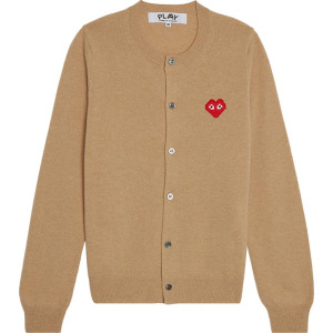 Кардиган Comme des Garçons PLAY x Invader Pixelated Heart Cardigan Camel, коричневый