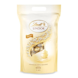 Конфеты Lindt Lindor Kugel Beutel, белый шоколад, 1000г