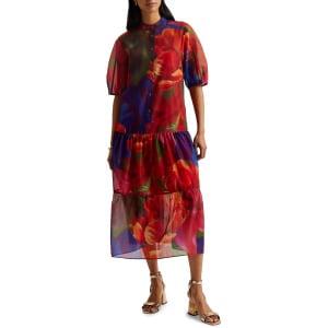 Платье Ted Baker Miru Organza Tropical Bloom Midi Dress, цвет Multicolor