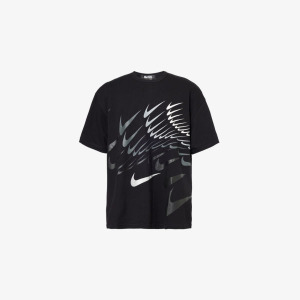 Футболка из хлопка с графическим принтом Nike Swoosh Black Comme Des Garcon, черный