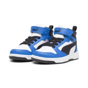 Кроссовки PUMA "REBOUND V6 MID AC+ PS", цвет Puma White- Puma Black-Racing Blue