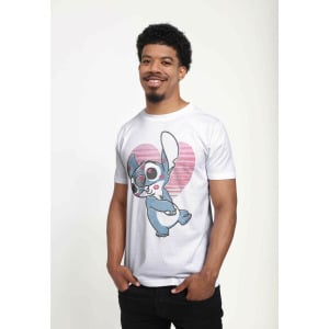 Футболка с принтом Lilo & Stitch Kissy Faced Unisex Disney, белая