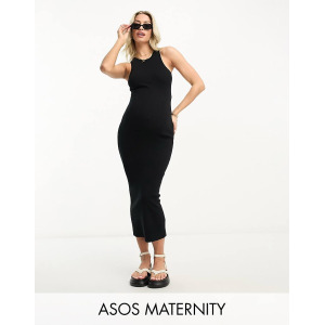 Черное вязаное платье-боксер миди ASOS DESIGN Maternity