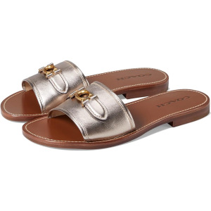 Сандалии COACH Ina Metallic Leather Sandal, цвет Platinum Champagne