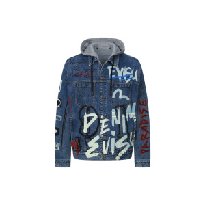 Джинсовая куртка мужская джинсовая синяя Evisu, синий