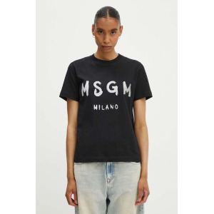 Хлопковая футболка Msgm, черный