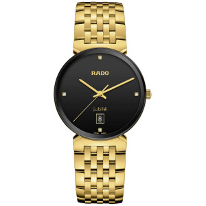 Часы унисекс Swiss Florence Classic с бриллиантовым акцентом золотистого цвета с браслетом из нержавеющей стали, 38 мм Rado