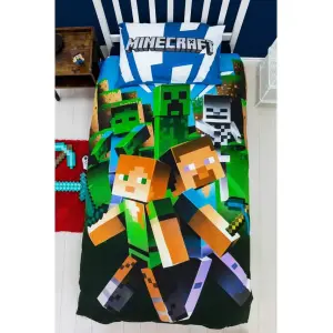 Комплект из пододеяльников и наволочки Minecraft Reversible Pure Cotton, разноцветный