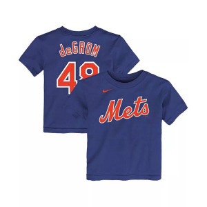 Футболка с именем и номером игрока Jacob Degrom Royal New York Mets для мальчиков для мальчиков Nike, синий