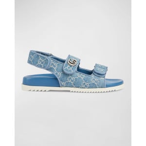 Легкие босоножки Moritz с монограммой на пятке Gucci, цвет Light Blue