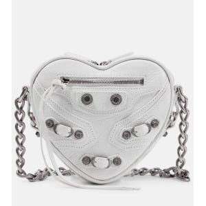 Кожаная сумка через плечо Le Cagole Heart Mini Balenciaga, черный