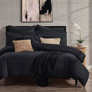 Donna Karan Home Elements Пододеяльник из необработанного шелка, Full Queen, черный