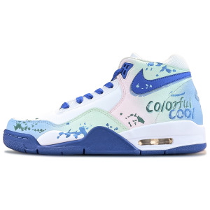 Кроссовки Nike Flight Legacy Vintage Basketball Shoes Men Mid-top Blue/Green/Pink/Cyan/White, синий