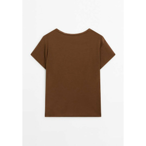 Базовая футболка SHORT SLEEVE ROUND NECK Massimo Dutti, песочный